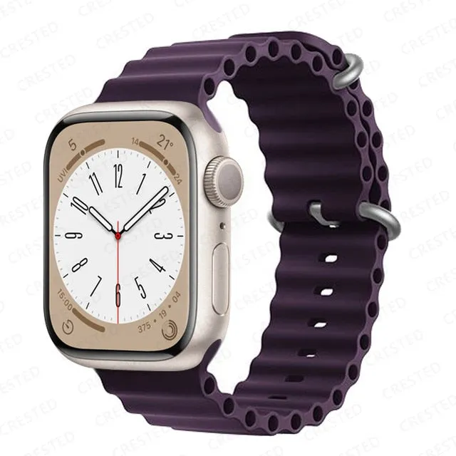 Ocean for Apple watch band 49mm 44mm 40mm 45mm 41mm 42mm 38mm 40 44 45 mm silicone bracelet iWatch series 7 6 3 se Ultra 8 strap| |