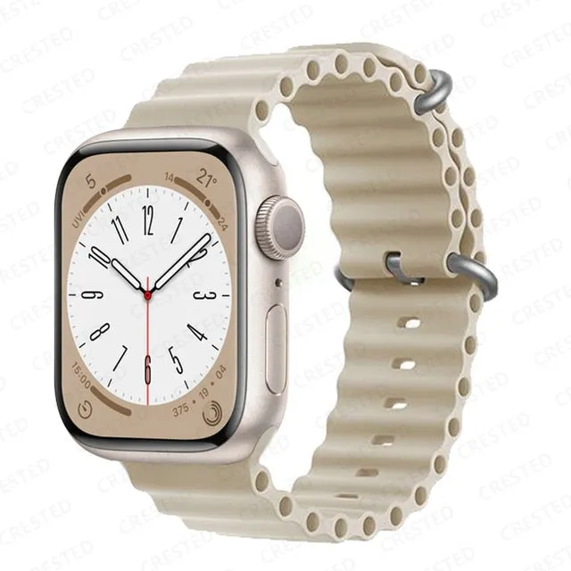 Ocean for Apple watch band 49mm 44mm 40mm 45mm 41mm 42mm 38mm 40 44 45 mm silicone bracelet iWatch series 7 6 3 se Ultra 8 strap| |