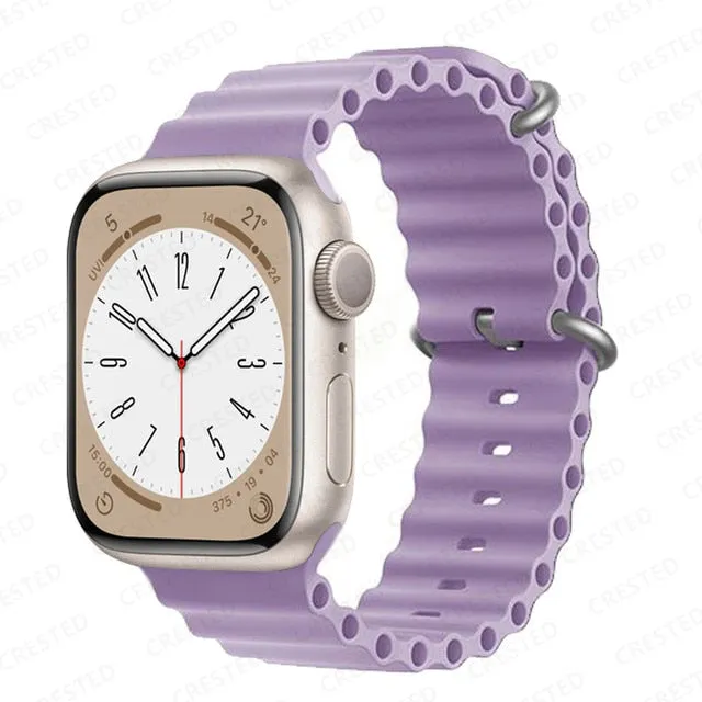 Ocean for Apple watch band 49mm 44mm 40mm 45mm 41mm 42mm 38mm 40 44 45 mm silicone bracelet iWatch series 7 6 3 se Ultra 8 strap| |