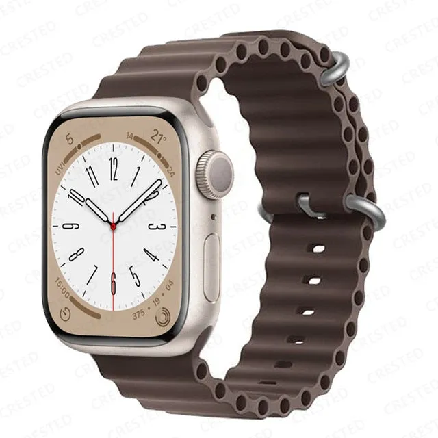 Ocean for Apple watch band 49mm 44mm 40mm 45mm 41mm 42mm 38mm 40 44 45 mm silicone bracelet iWatch series 7 6 3 se Ultra 8 strap| |