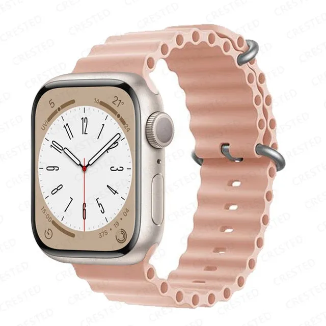 Ocean for Apple watch band 49mm 44mm 40mm 45mm 41mm 42mm 38mm 40 44 45 mm silicone bracelet iWatch series 7 6 3 se Ultra 8 strap| |