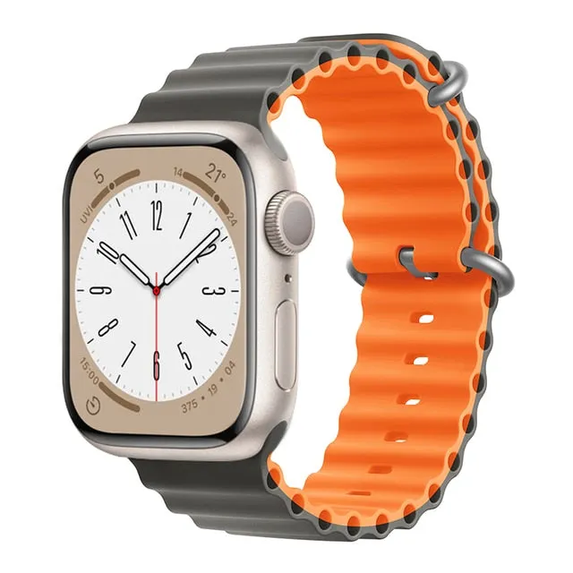 Ocean for Apple watch band 49mm 44mm 40mm 45mm 41mm 42mm 38mm 40 44 45 mm silicone bracelet iWatch series 7 6 3 se Ultra 8 strap| |