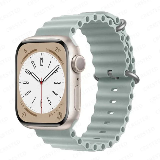 Ocean for Apple watch band 49mm 44mm 40mm 45mm 41mm 42mm 38mm 40 44 45 mm silicone bracelet iWatch series 7 6 3 se Ultra 8 strap| |