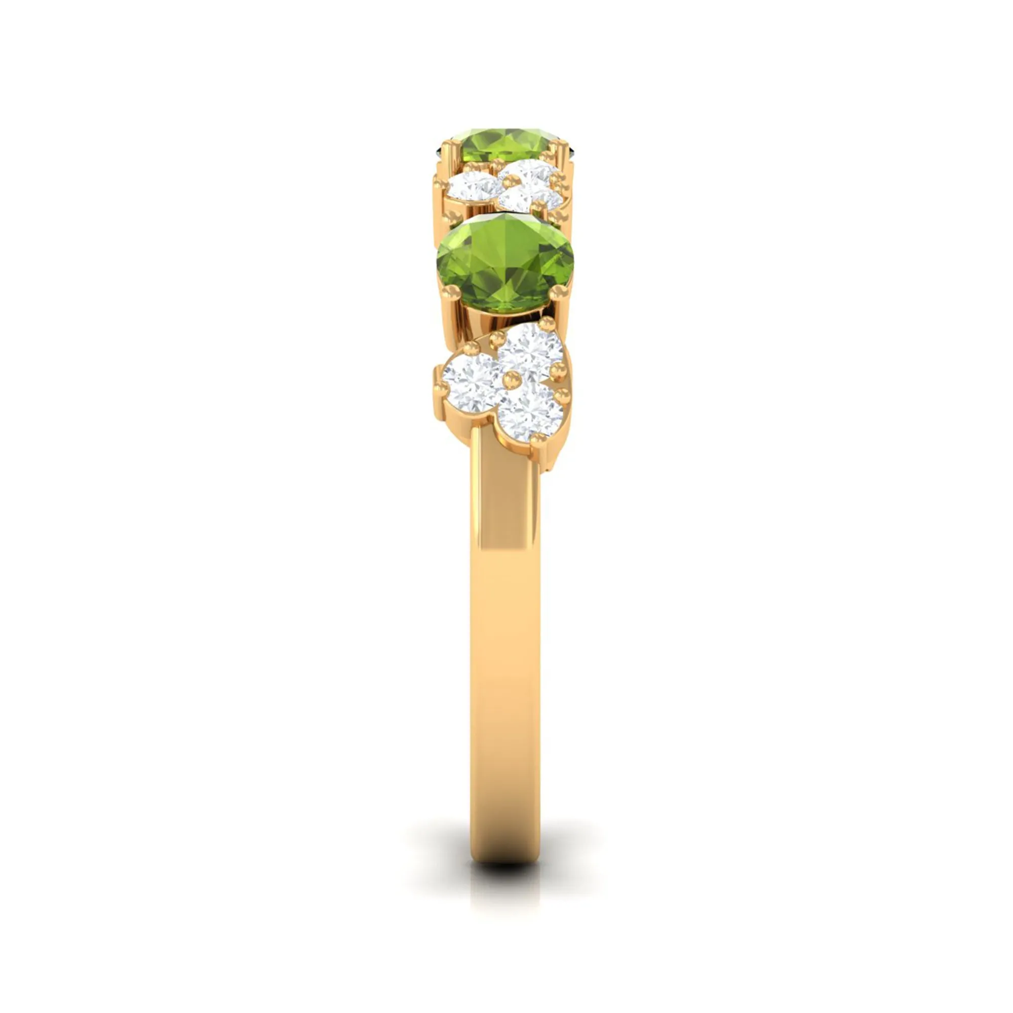 Peridot and Diamond Heart Shape Alternate Eternity Ring