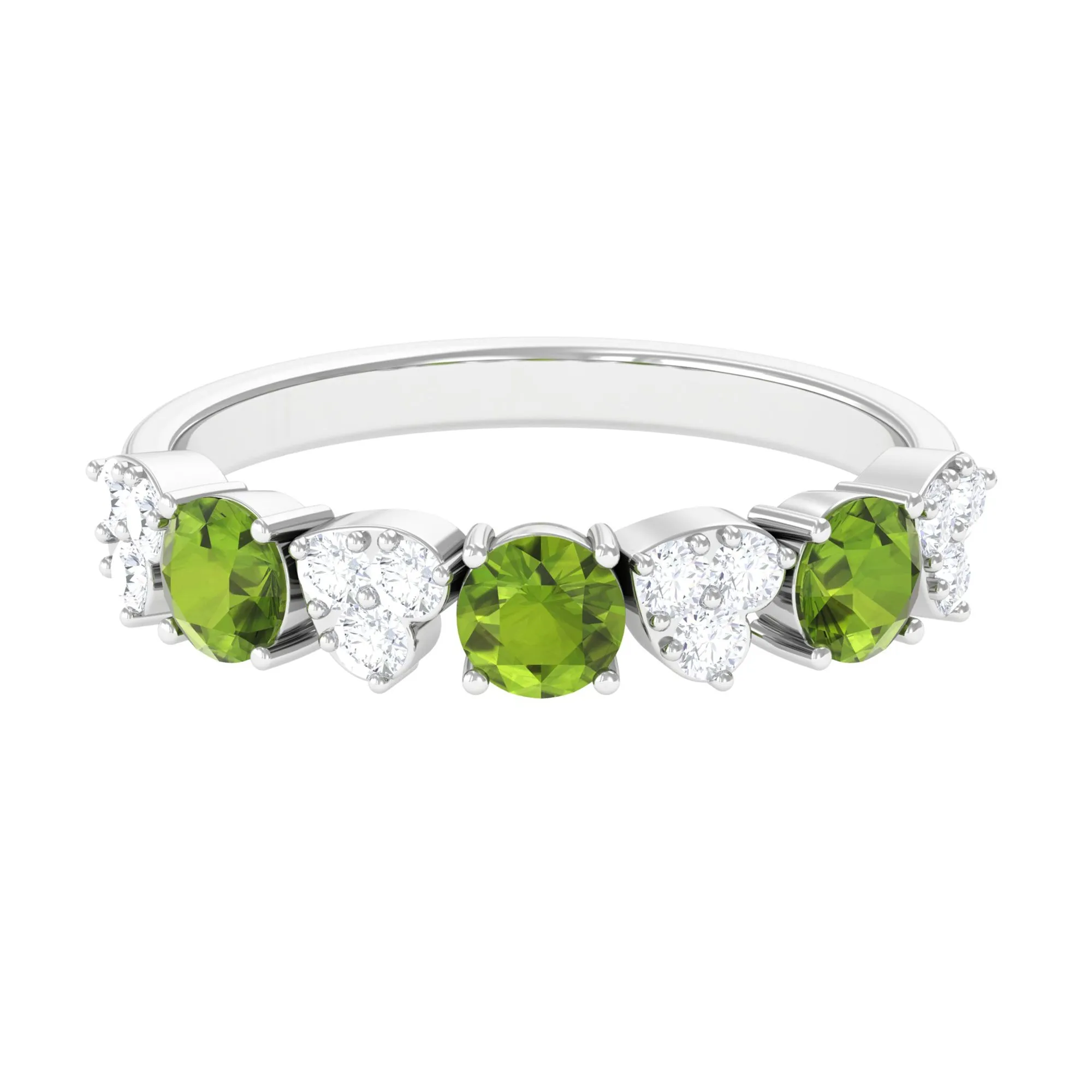 Peridot and Diamond Heart Shape Alternate Eternity Ring