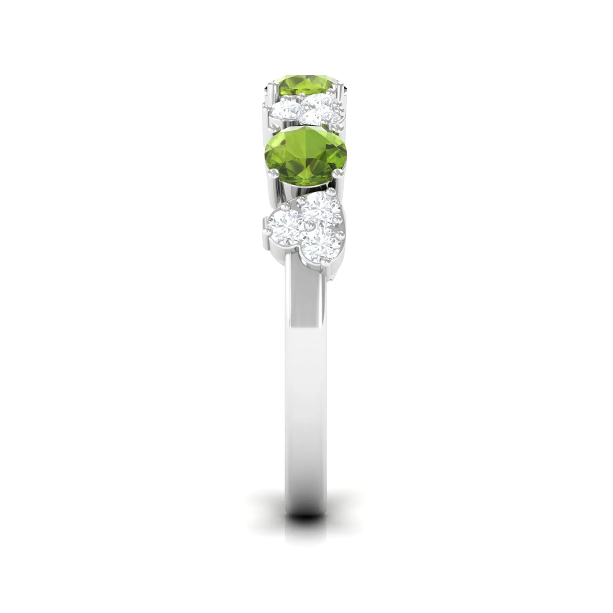 Peridot and Diamond Heart Shape Alternate Eternity Ring