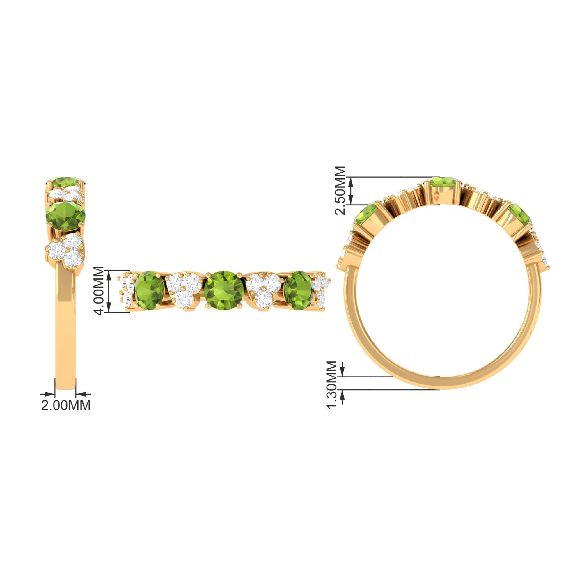 Peridot and Diamond Heart Shape Alternate Eternity Ring