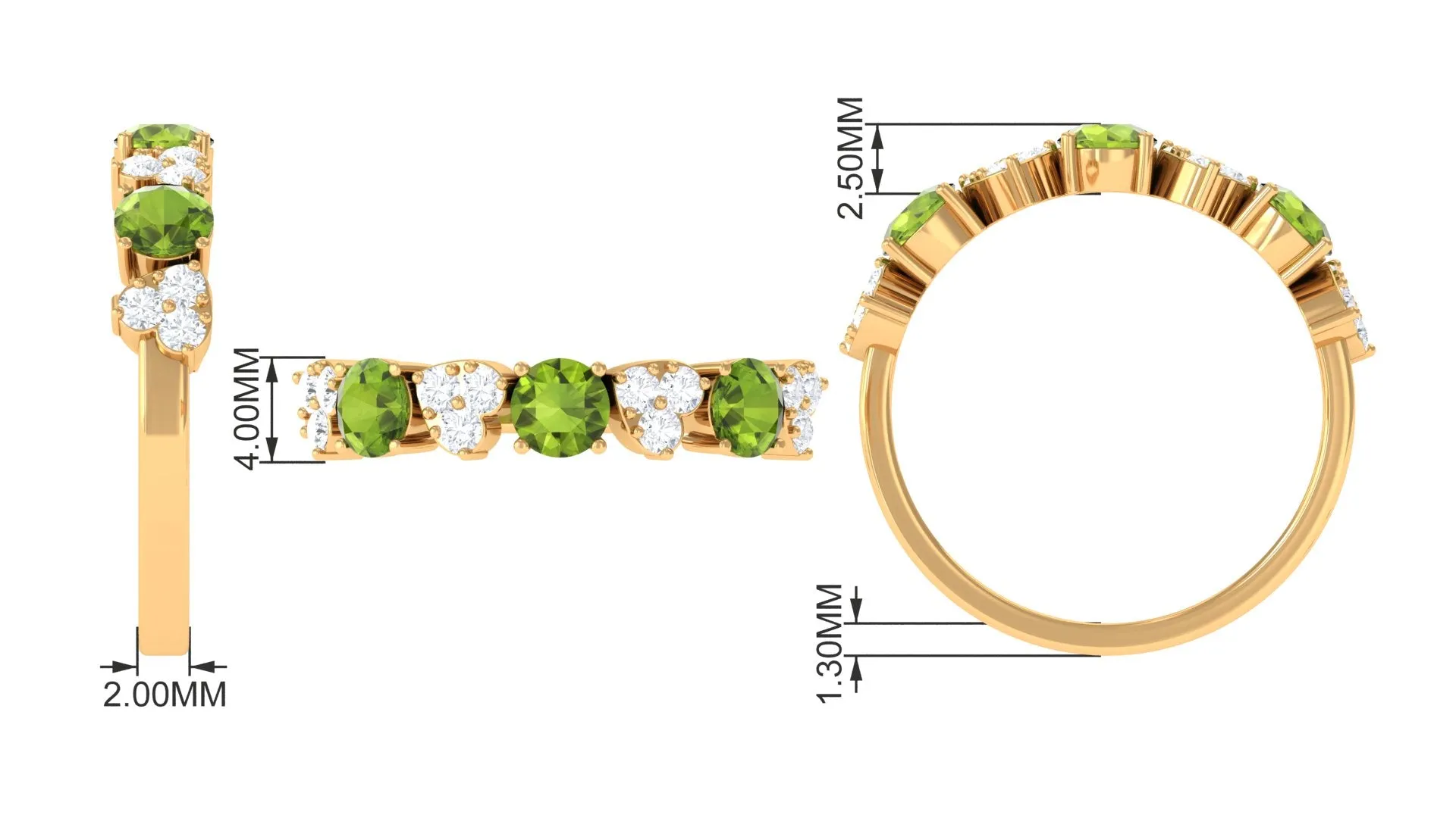 Peridot and Diamond Heart Shape Alternate Eternity Ring