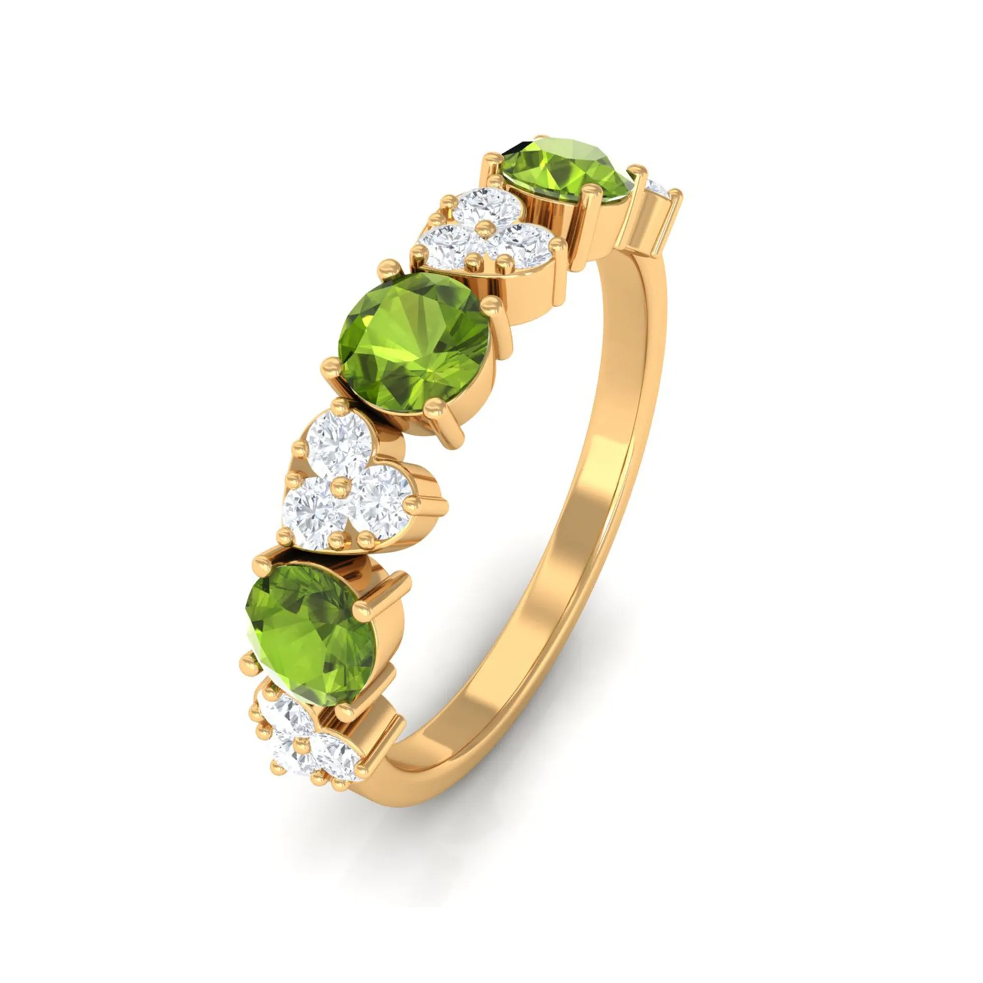 Peridot and Diamond Heart Shape Alternate Eternity Ring