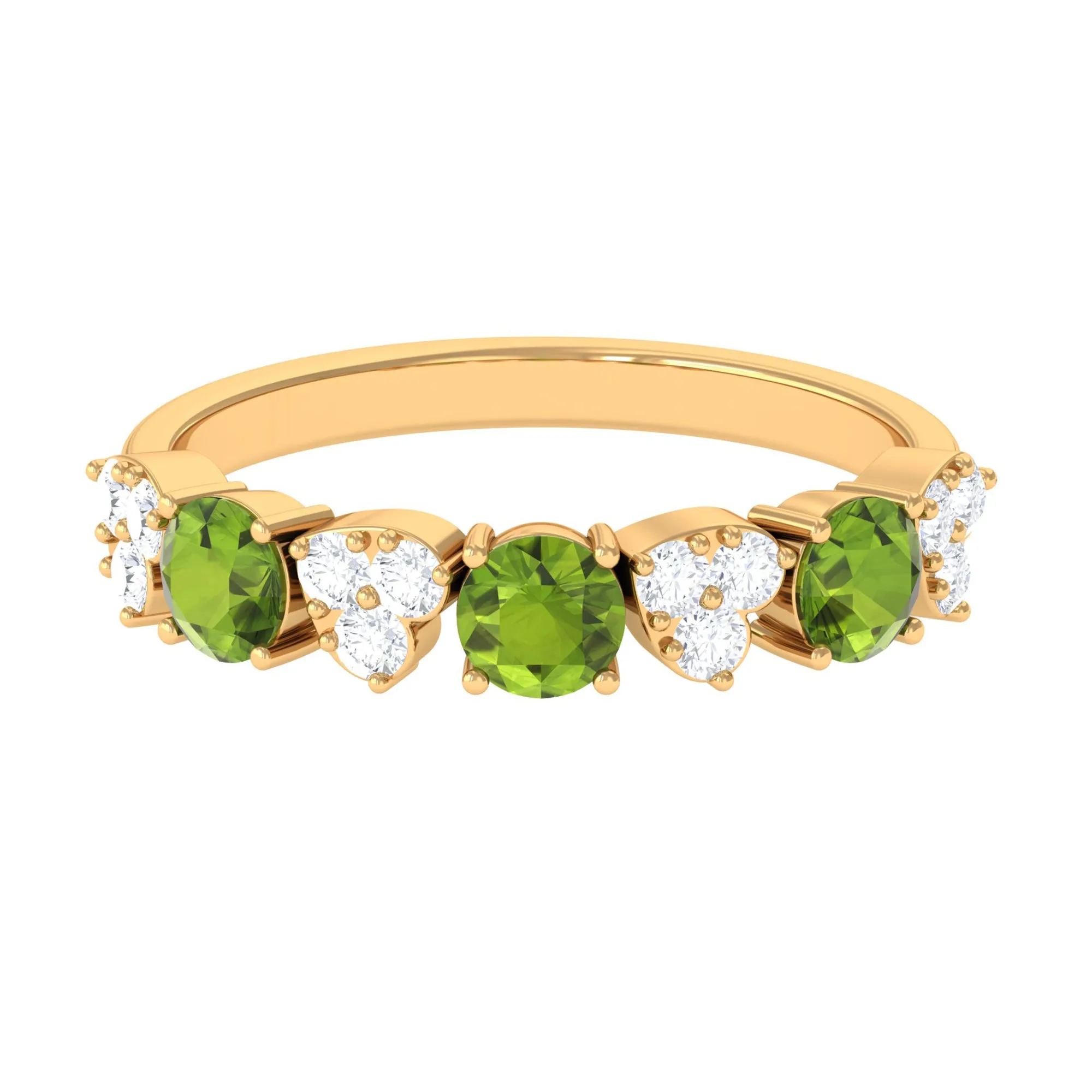 Peridot and Diamond Heart Shape Alternate Eternity Ring