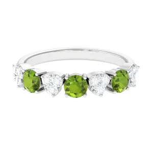 Peridot and Diamond Heart Shape Alternate Eternity Ring
