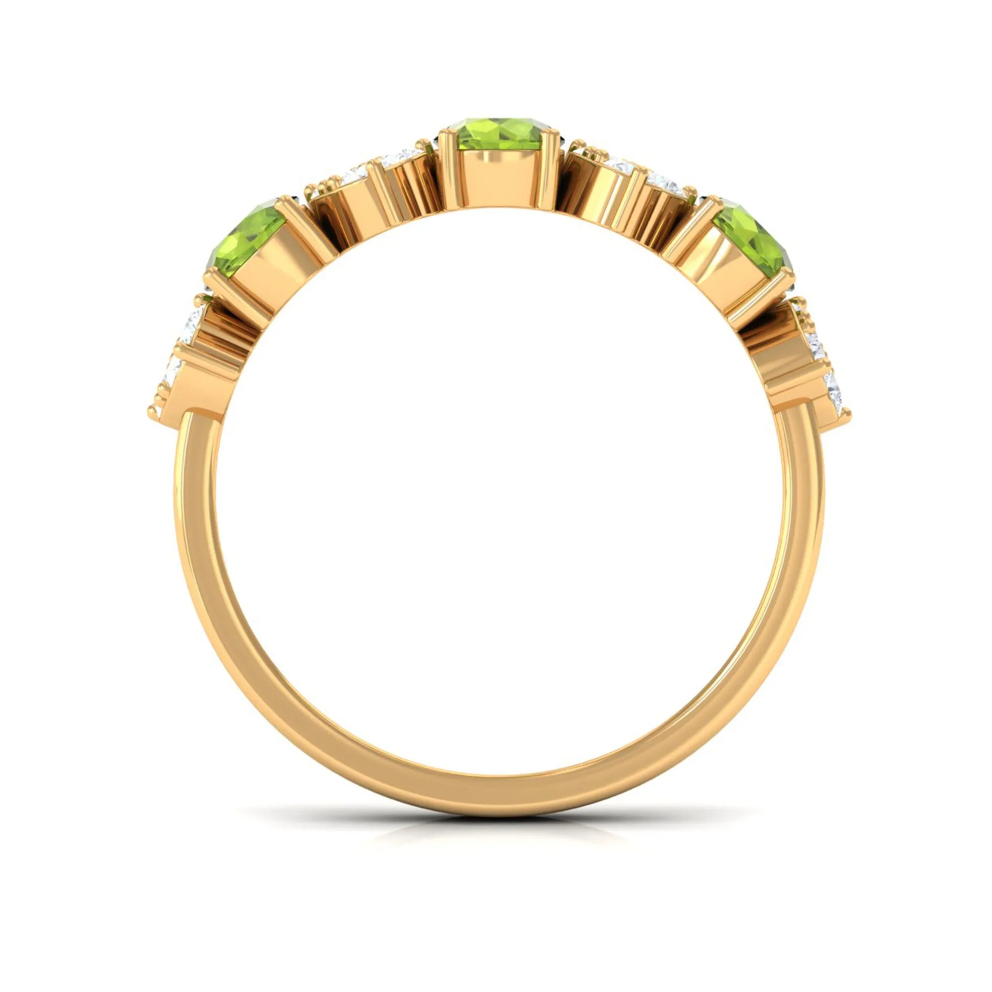 Peridot and Diamond Heart Shape Alternate Eternity Ring