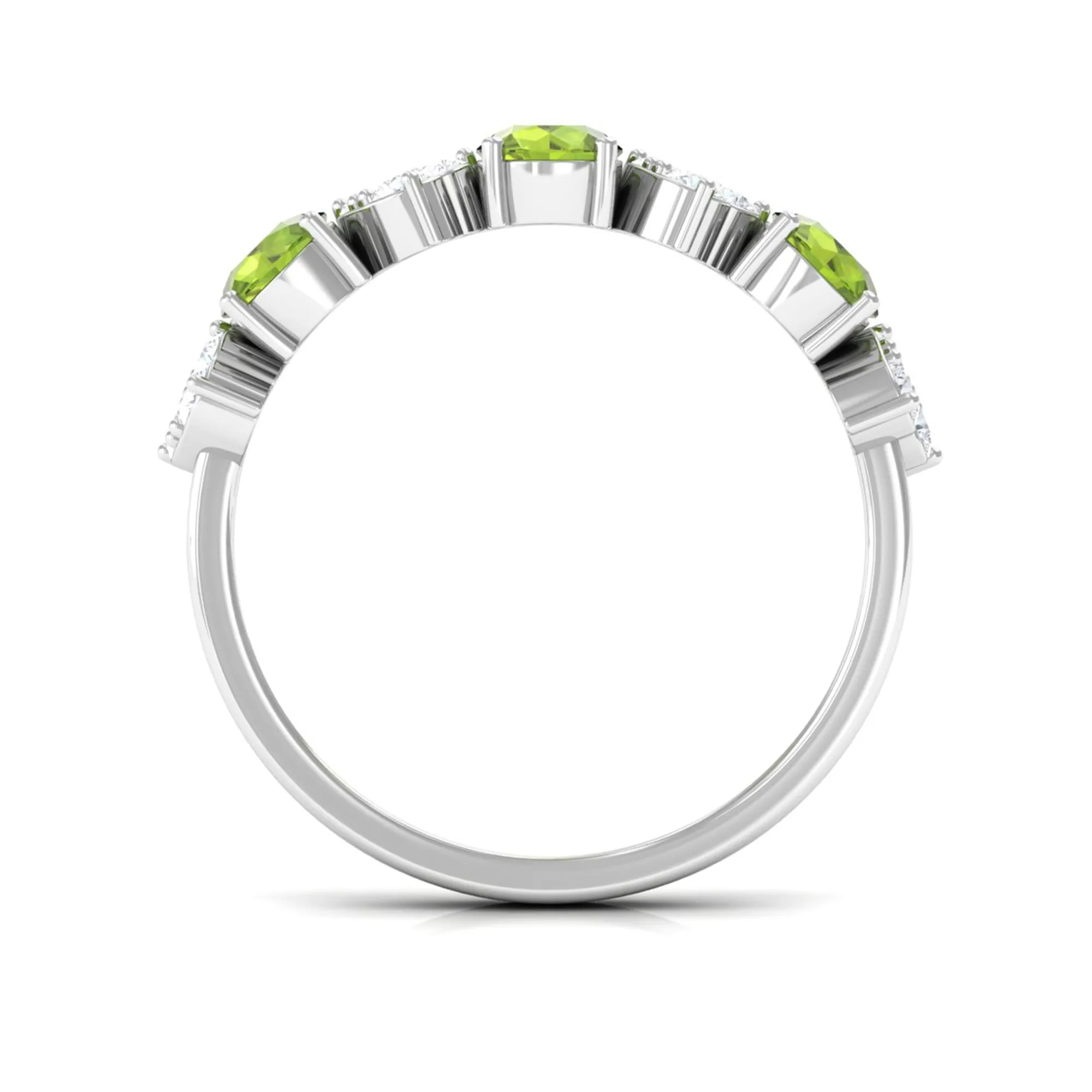 Peridot and Diamond Heart Shape Alternate Eternity Ring