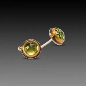 Peridot Stud Earrings with Diamonds