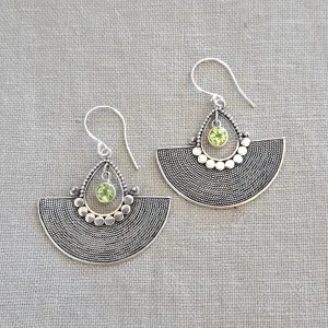 Periodot .925 Sterling Silver Chandelier Earrings from Bali