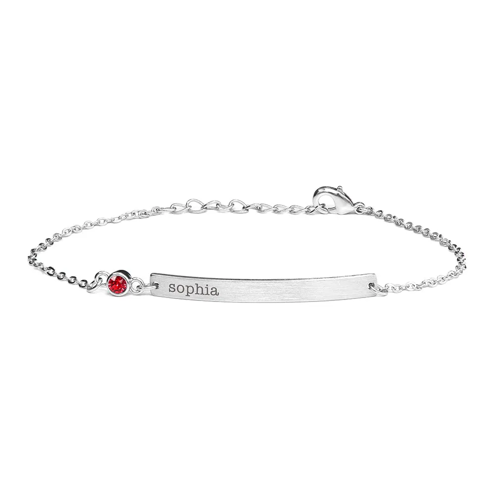 Personalised Swarovski Birthstone Silver Bracelet