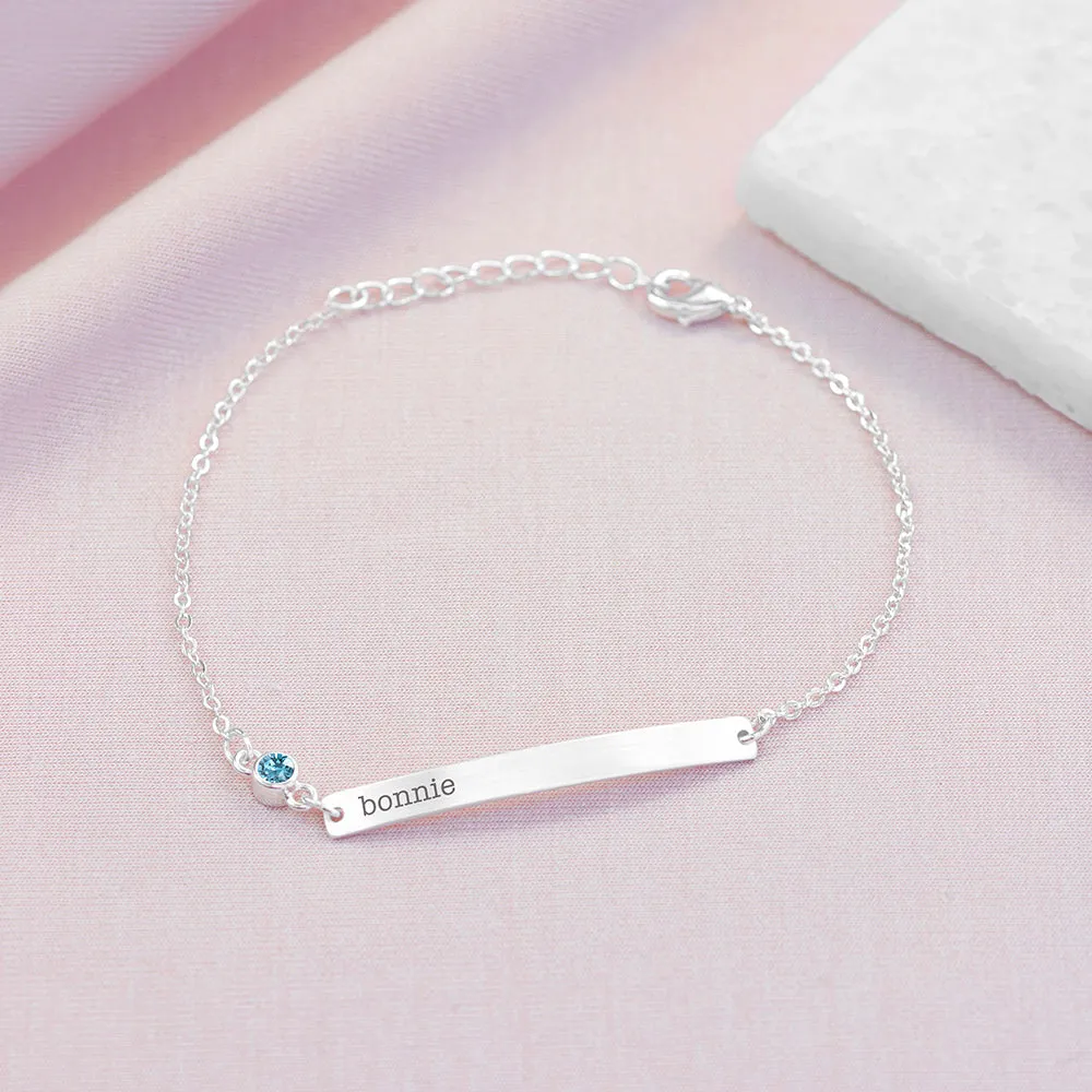 Personalised Swarovski Birthstone Silver Bracelet