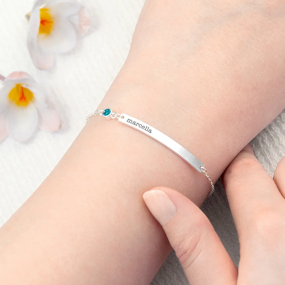 Personalised Swarovski Birthstone Silver Bracelet