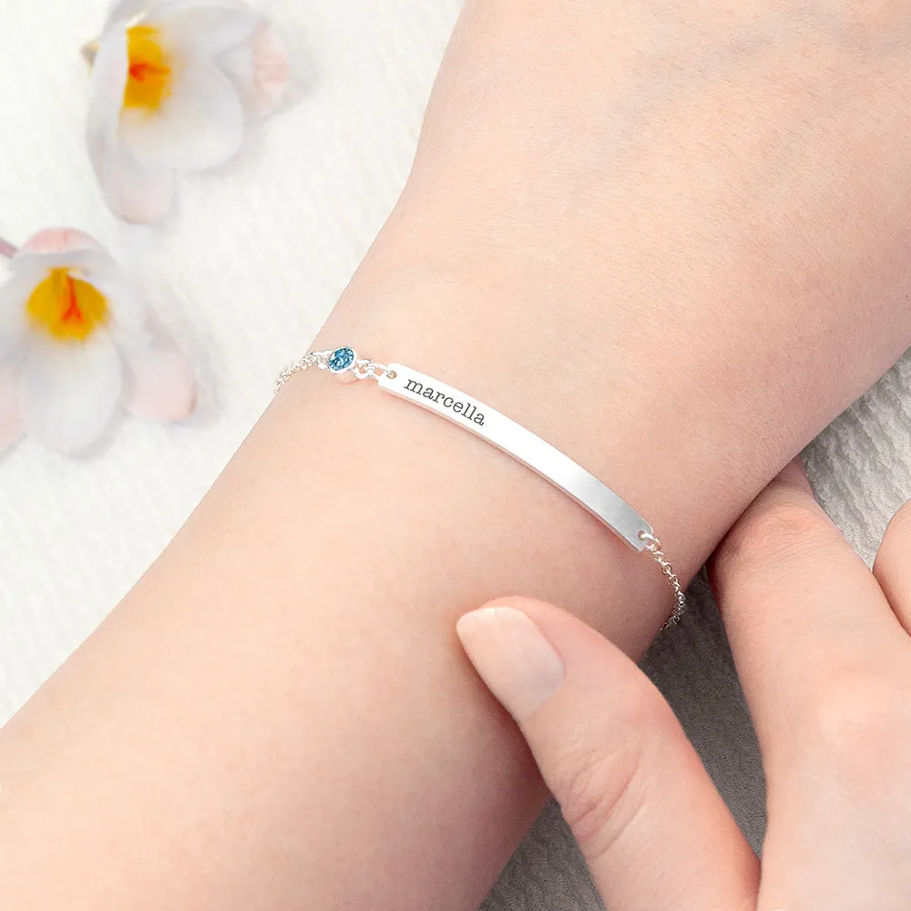 Personalised Swarovski Birthstone Silver Bracelet