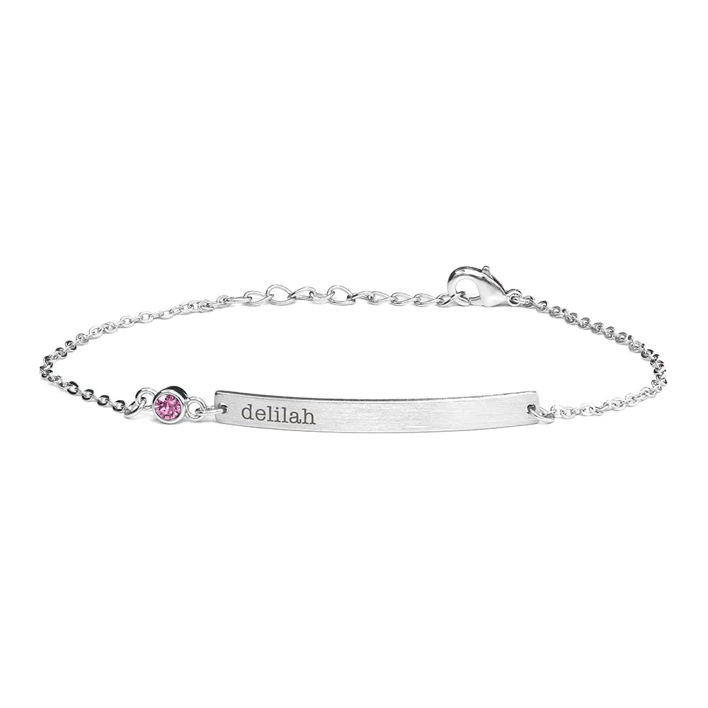 Personalised Swarovski Birthstone Silver Bracelet