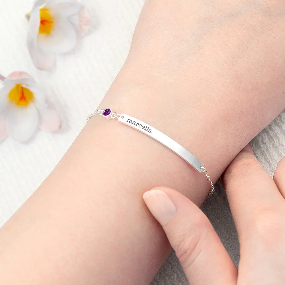 Personalised Swarovski Birthstone Silver Bracelet