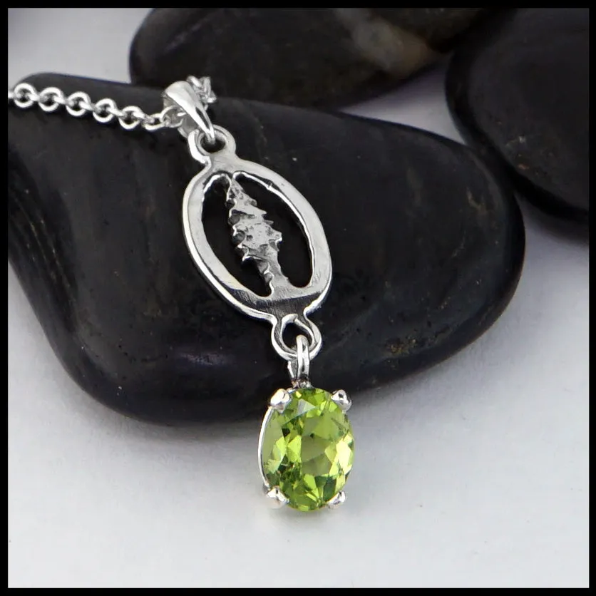 Pine Tree Pendant with Peridot