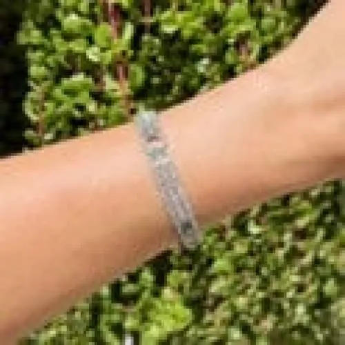 Platinum Art Deco Diamond, Emerald and Onyx Bracelet at Regard Jewelry in Austin, Texas