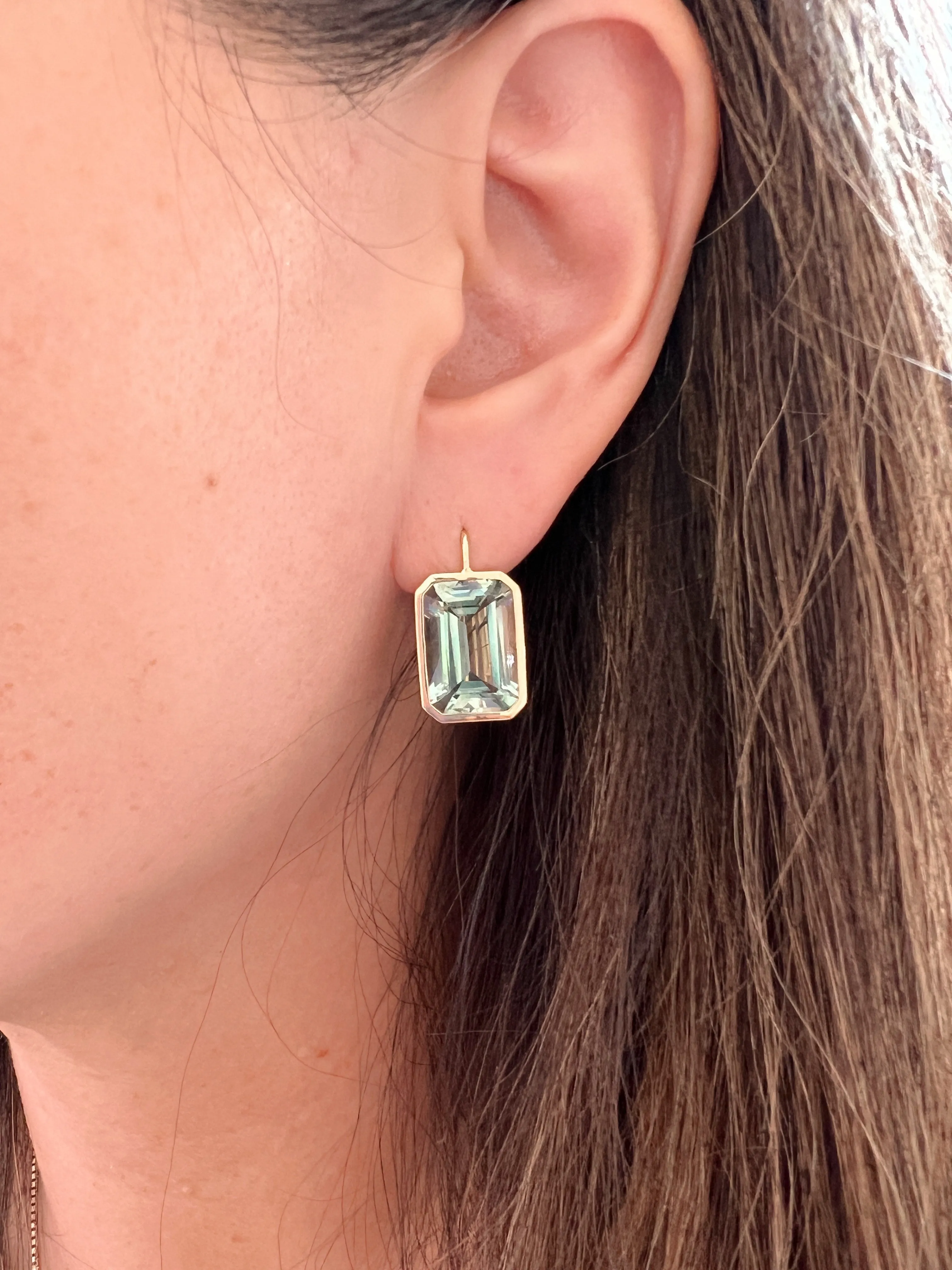 Presiolite Gold Bezel Manhattan Earrings