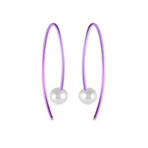 Purple Titanium Pearl Drop Earrings