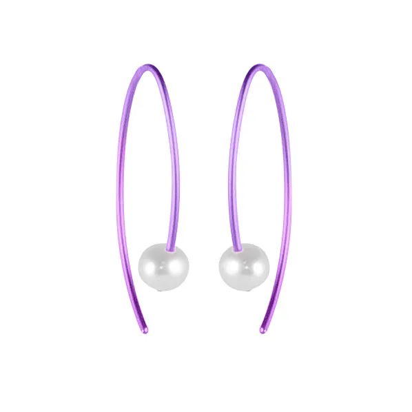 Purple Titanium Pearl Drop Earrings