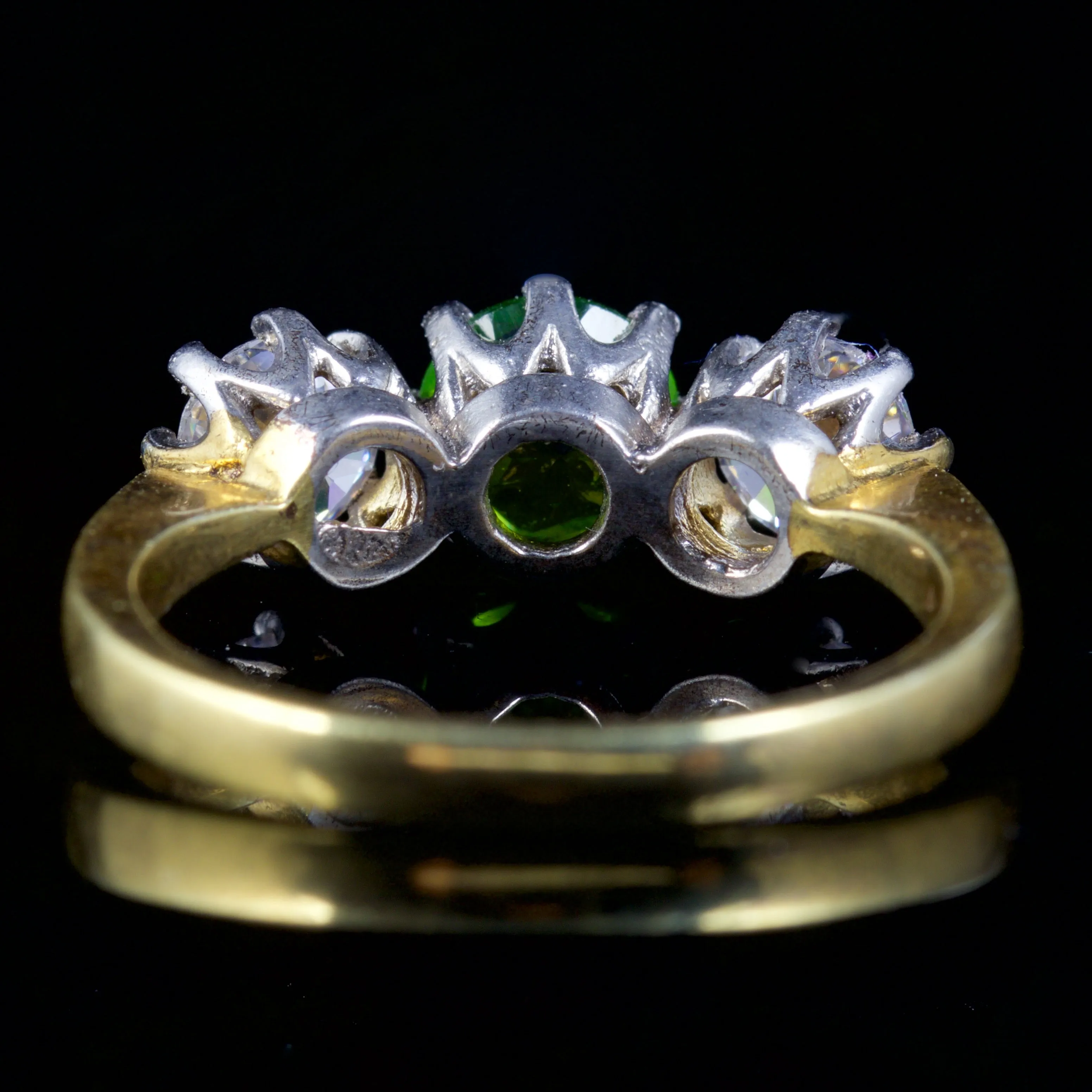 Quartz Peridot Trilogy Ring 18Ct Gold Silver