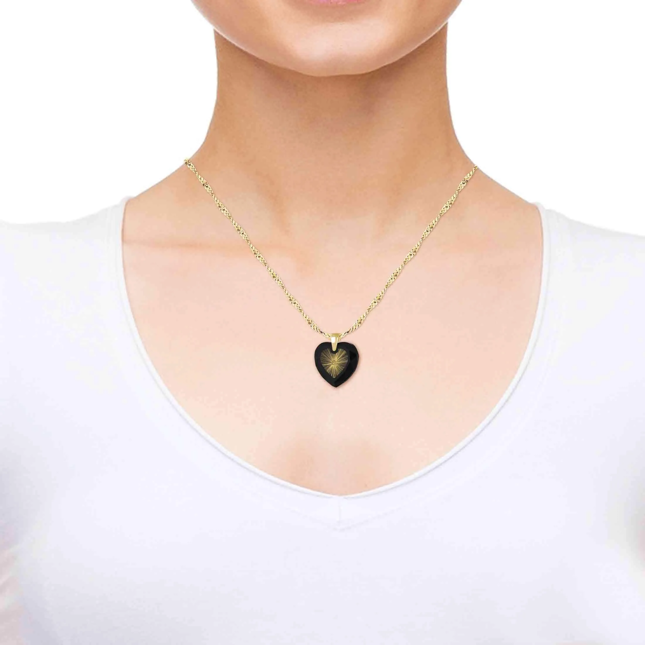 "Shema Yisrael", Sterling Silver Gold Plated (Vermeil) Necklace, Zirconia
