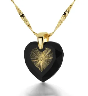 "Shema Yisrael", Sterling Silver Gold Plated (Vermeil) Necklace, Zirconia
