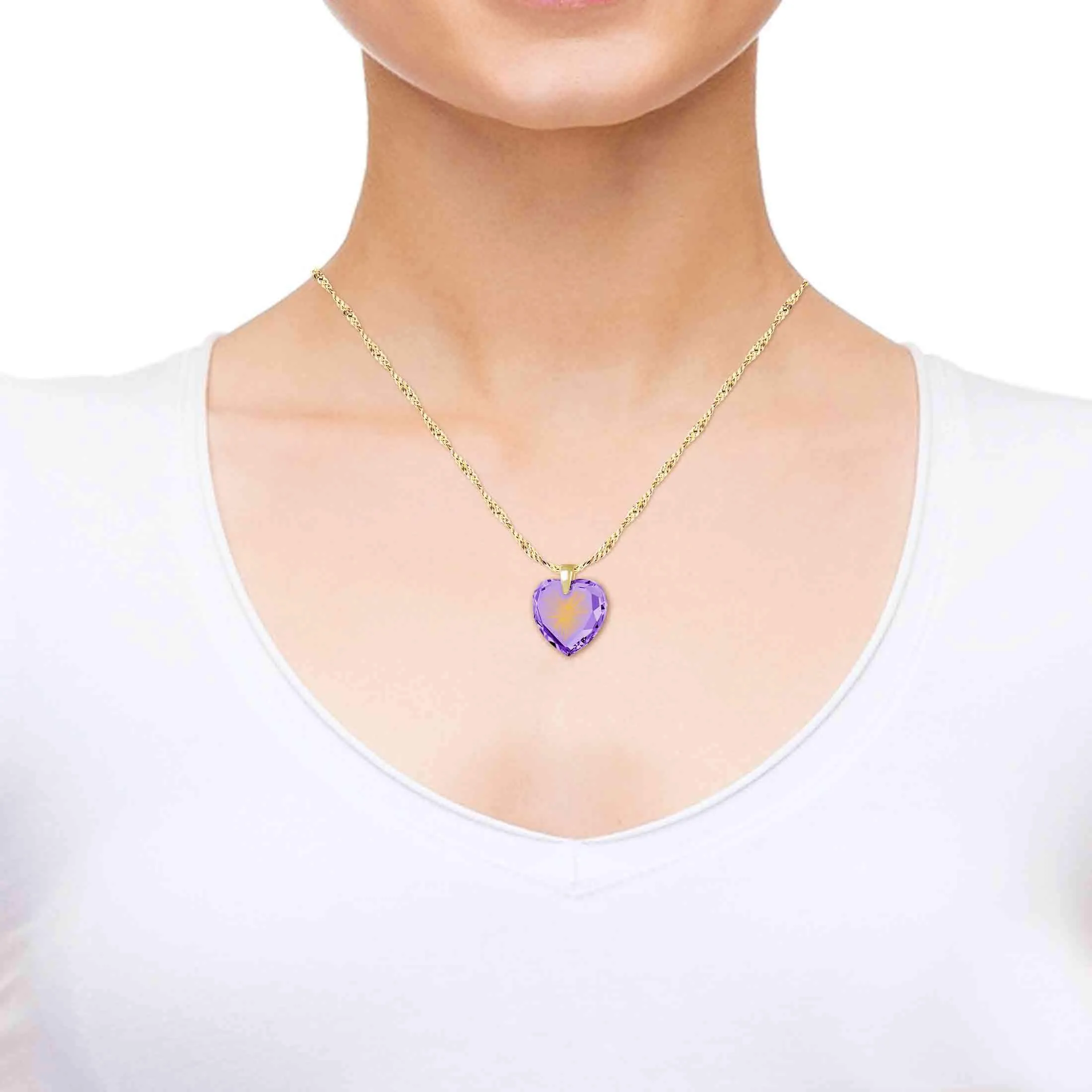 "Shema Yisrael", Sterling Silver Gold Plated (Vermeil) Necklace, Zirconia