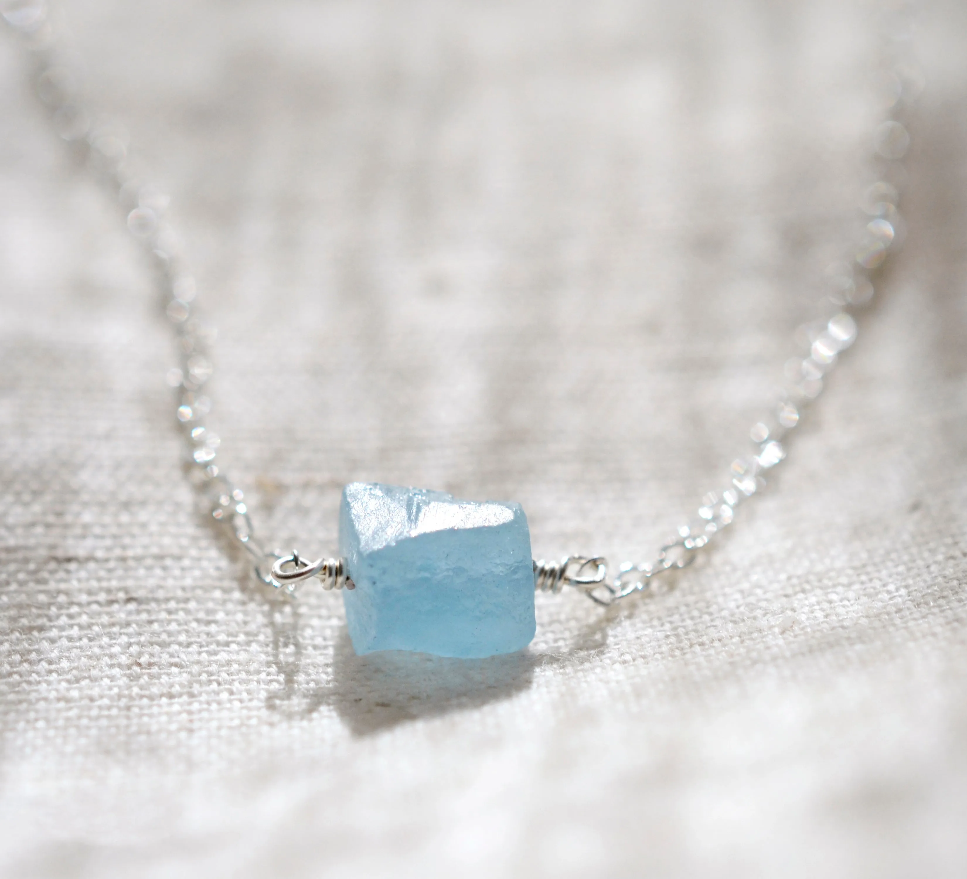 Raw Aquamarine Crystal Bracelet