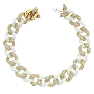 READY TO SHIP DIAMOND PAVE & WHITE CERAMIC ESSENTIAL LINK BRACELET
