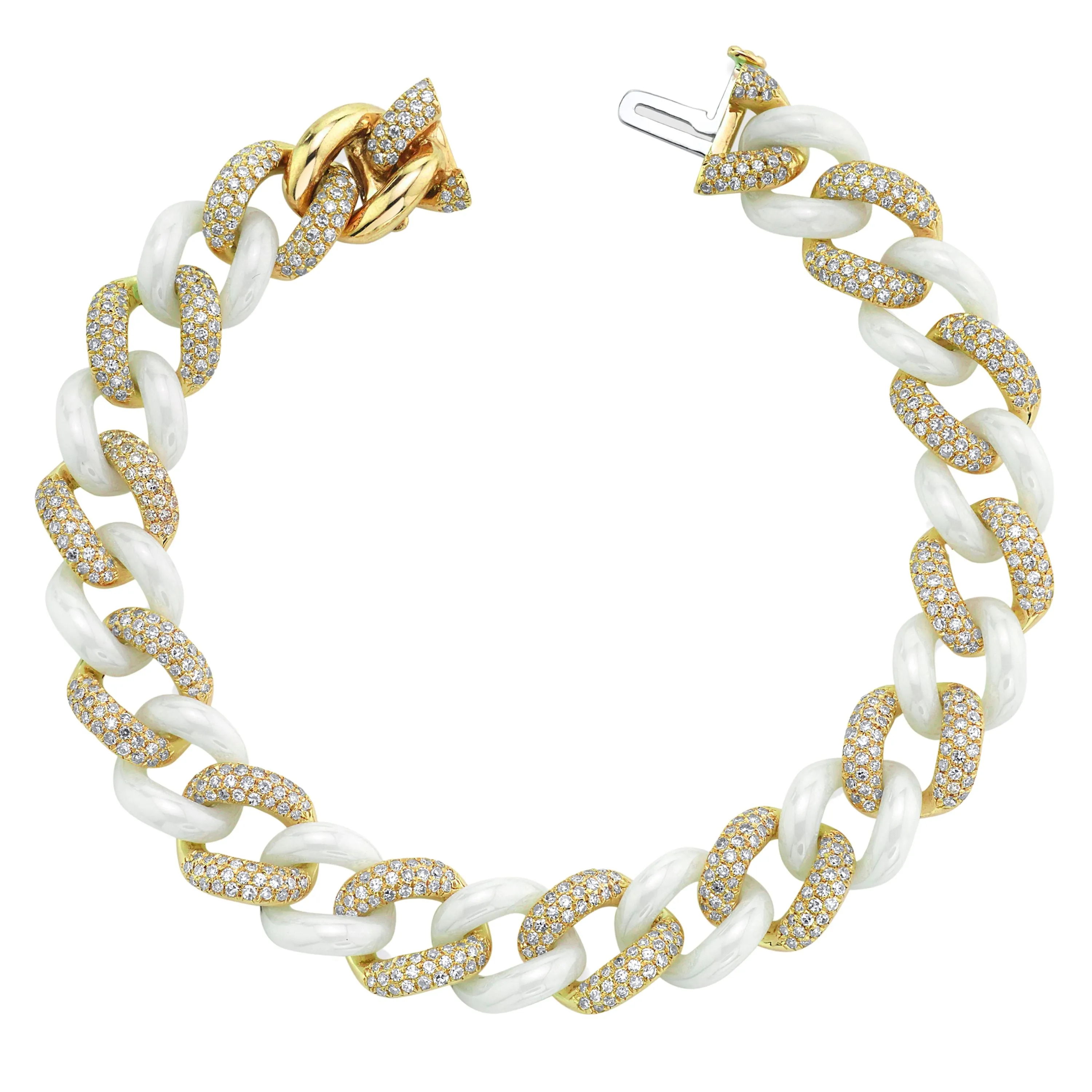 READY TO SHIP DIAMOND PAVE & WHITE CERAMIC ESSENTIAL LINK BRACELET
