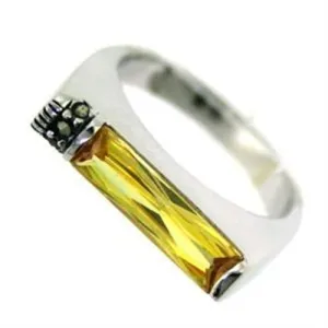 Rhodium 925 Sterling Silver Ring with AAA Grade CZ in Citrine for Women Style LOAS724