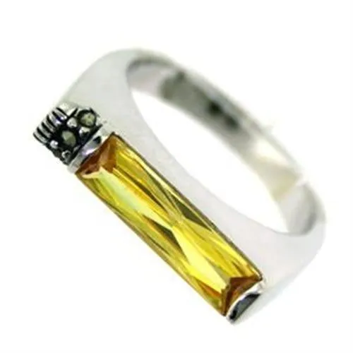 Rhodium 925 Sterling Silver Ring with AAA Grade CZ in Citrine for Women Style LOAS724