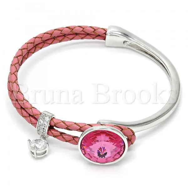 Rhodium Plated Individual Bangle, with Swarovski Crystals and Micro Pave, Rhodium Tone