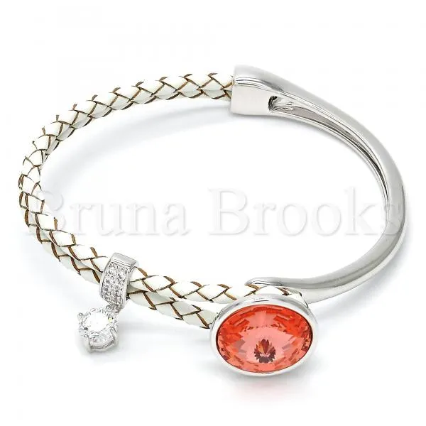 Rhodium Plated Individual Bangle, with Swarovski Crystals and Micro Pave, Rhodium Tone