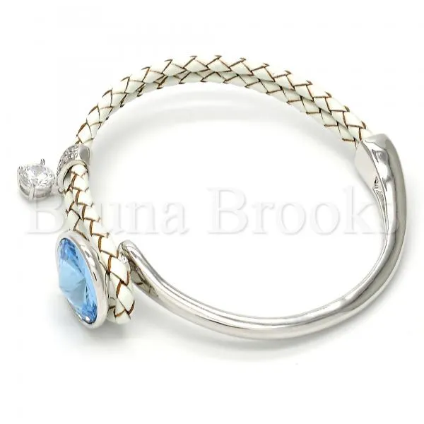 Rhodium Plated Individual Bangle, with Swarovski Crystals and Micro Pave, Rhodium Tone