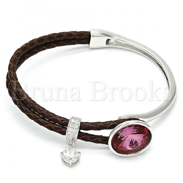 Rhodium Plated Individual Bangle, with Swarovski Crystals and Micro Pave, Rhodium Tone