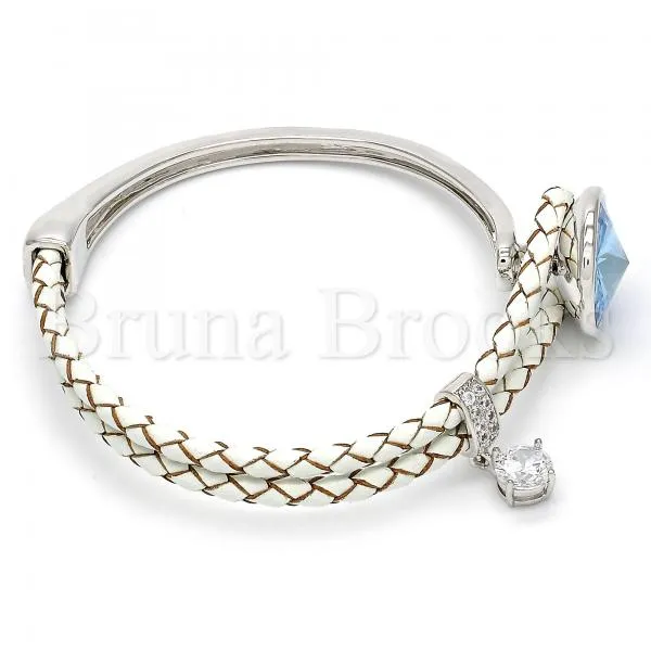 Rhodium Plated Individual Bangle, with Swarovski Crystals and Micro Pave, Rhodium Tone