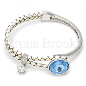 Rhodium Plated Individual Bangle, with Swarovski Crystals and Micro Pave, Rhodium Tone