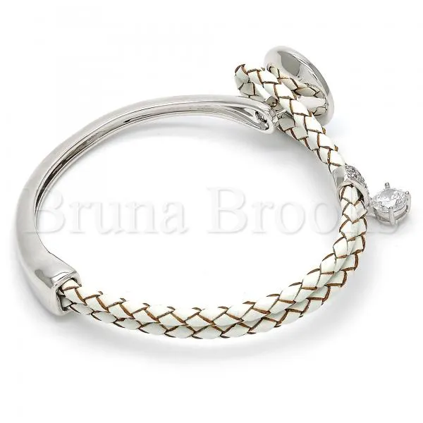 Rhodium Plated Individual Bangle, with Swarovski Crystals and Micro Pave, Rhodium Tone