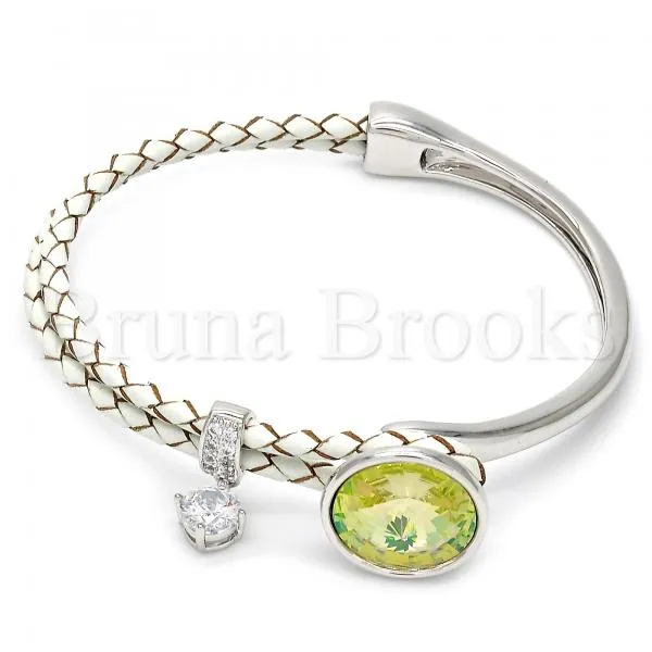 Rhodium Plated Individual Bangle, with Swarovski Crystals and Micro Pave, Rhodium Tone