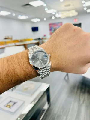 Rolex Day-Date 40mm Platinum 228206 Grey PreOwned
