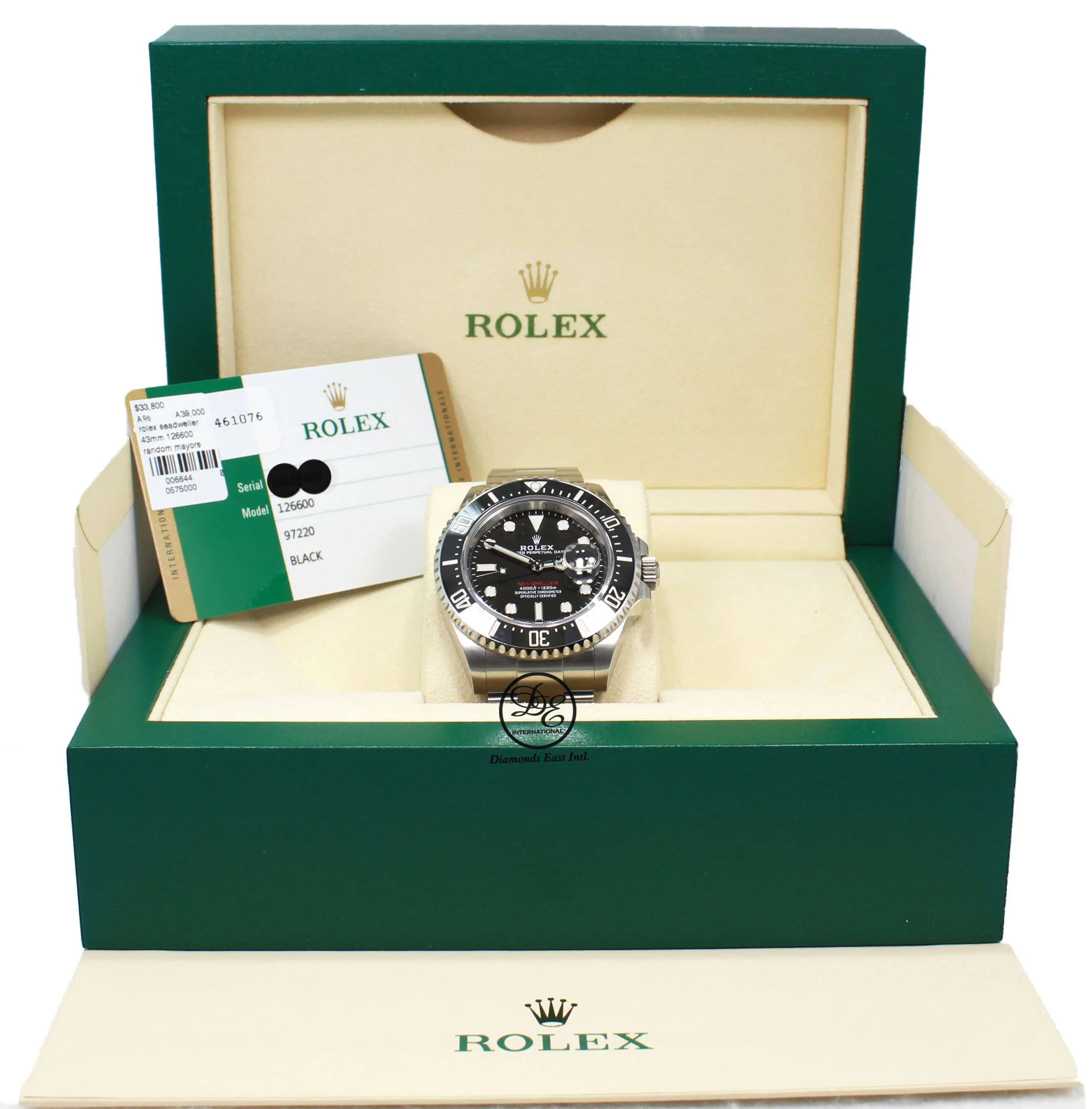 Rolex Sea-Dweller Red 43mm 126600 Oyster Perpetual Watch Box/Papers MINT