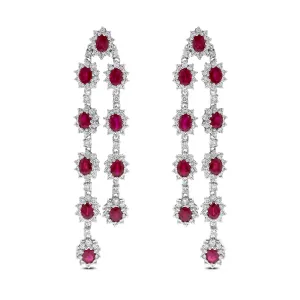 Rosemary Ruby Earrings (14.23 ct Rubies & Diamonds) in White Gold
